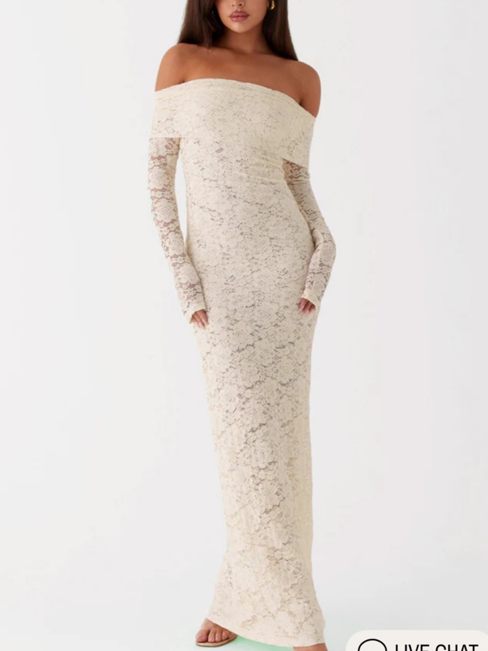 Peppermayo “Yours Always” Lace off the shoulder Maxi Dress in Ivory ❤️